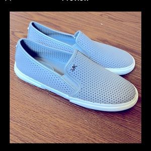 Michael Kors leather slip-ons, pearl grey,new without tags. Perfection!